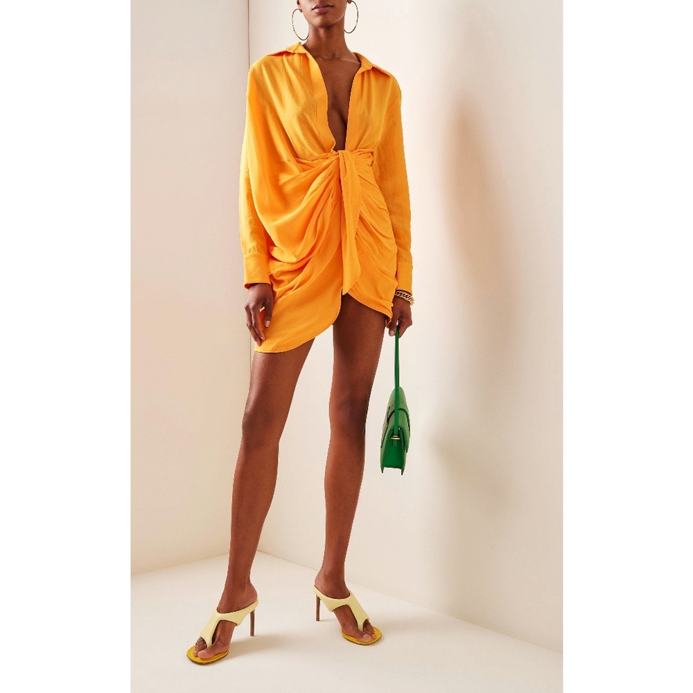 Jacquemus La Robe Bahia Draped Front Orangscile Dress